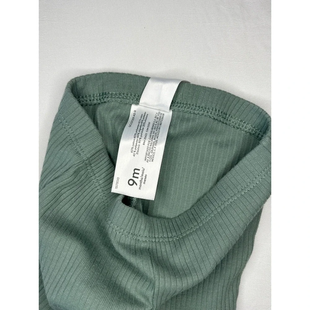 Carter's Baby Girl Pants 9 Months Green Ribbed Leggings Toddler‎ Kid Outfit